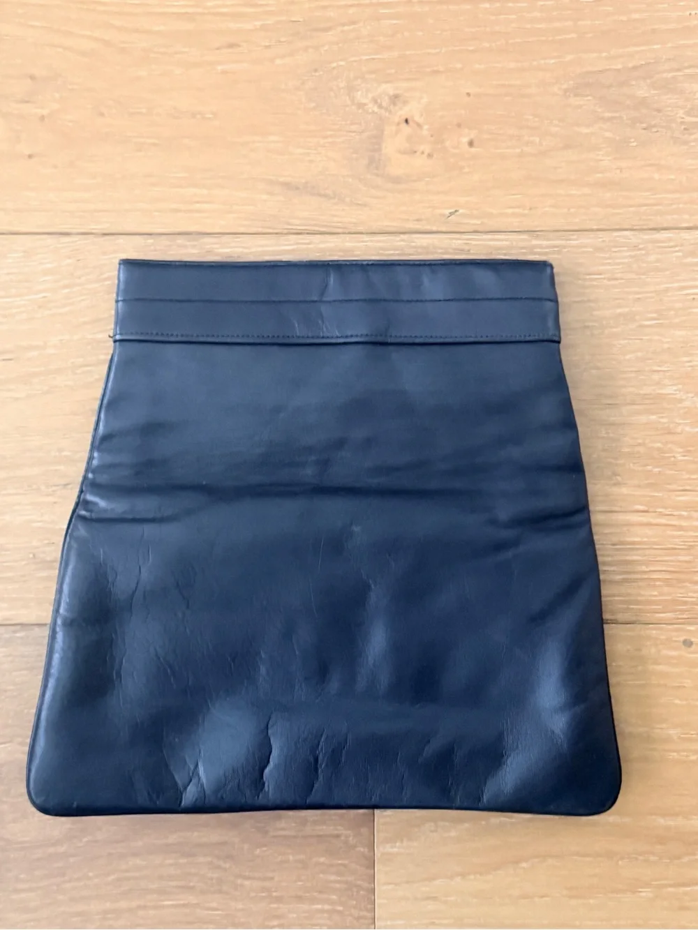 VTG Lewis Leather Foldover Pop Up Clutch Bag 60s 70s Squeeze Frame Black MCM